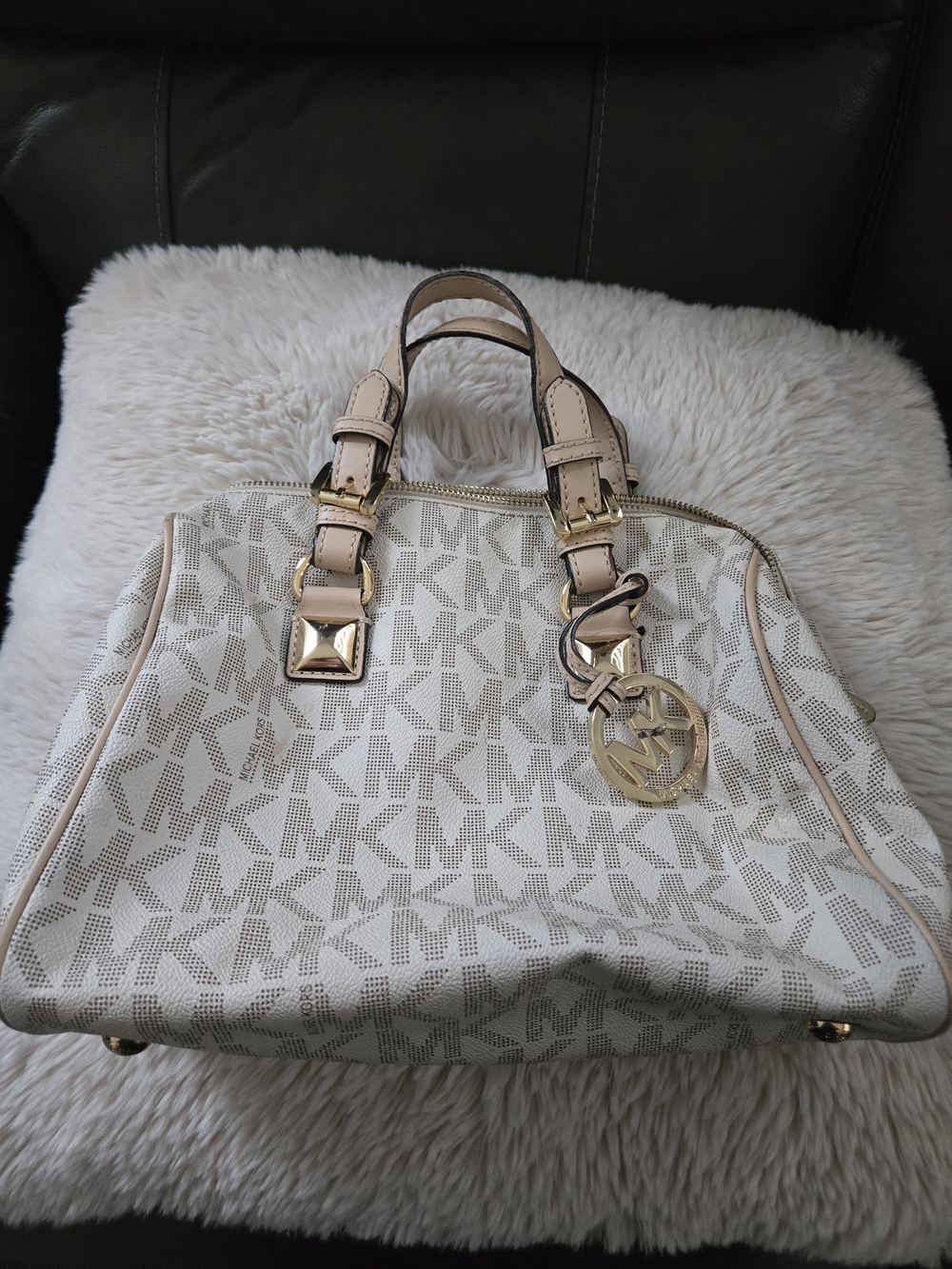 Michael Kors Cream Signature Grayson Satchel